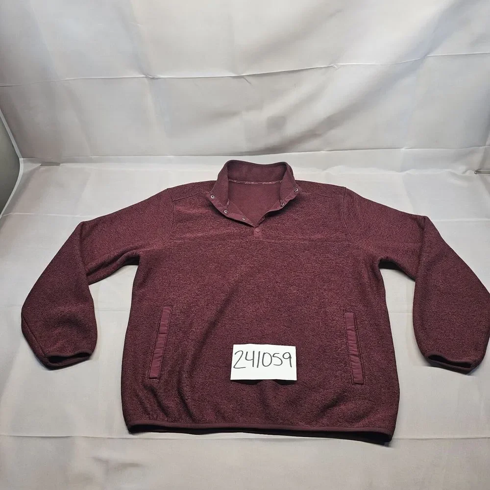 Eddie Bauer Mens L Red Quarter Button Pullover Cotton Casual Knit‎ Sweatshirt
